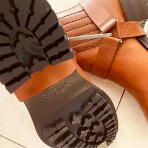 BRAND NEW - JIMMY CHOO MEN’S BROWN LEATHER HARNESS BOOT - 45 Rowan Derby Boot | Chestnut Waxed Calf Leather Ankle Boots  main image 3